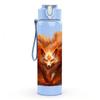 1PC Furry Orange Fox Head Portrait Print 750ml Color Plastic Sports Water Bottle Leakproof Flip Straw Lid Suitable for Sports Office Home Use