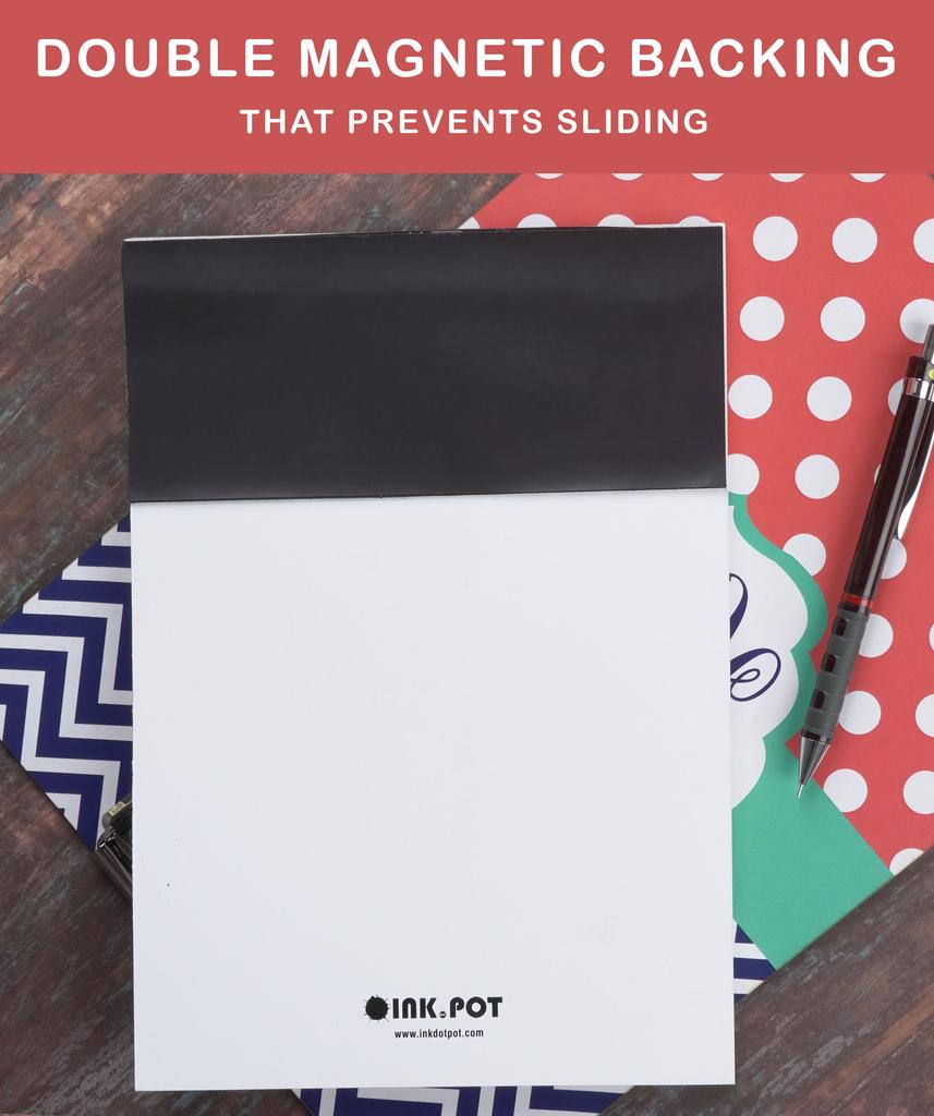 Inkdotpot Weekly Meal Planner Notepad 7"x10 , "Kitchen Menu" Magnetic Meal Planning Pad with Tear Off Grocery S-54 Sheets