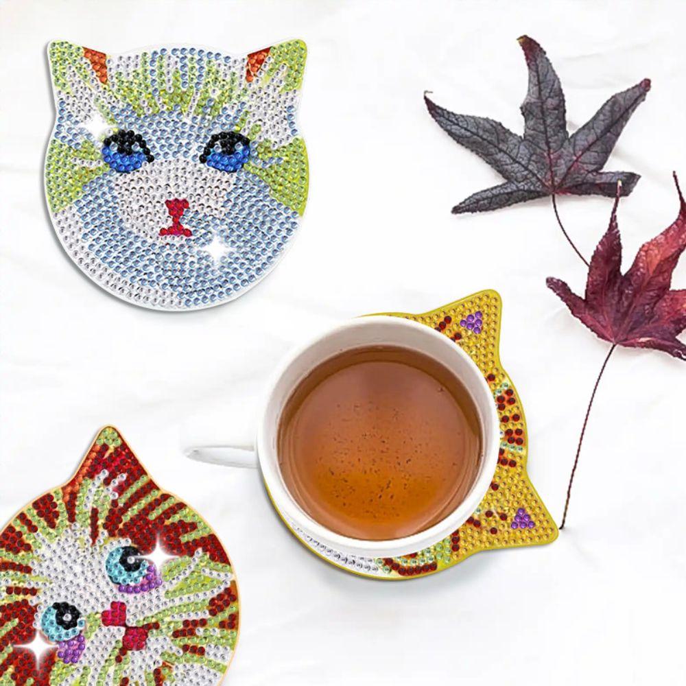 8PCS/6PCS Entry-level DIY Painting Coasters With Stand  Coaster Kit  Table Decor