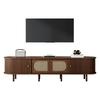 180*40*40cm Oval TV Stand in Dark Walnut, Rattan Design, Two Cabinet Doors, Living Room Cabinet, MDF, Suitable for TVs up to 80 Inches