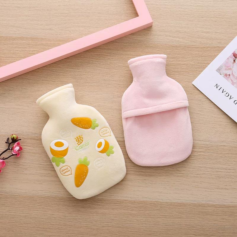 Plush Hot Water Bottle Cover Cartoon Fruit Design Thickened Rubber Water-Filled Explosion-Proof Removable Washable Warm Water Bag