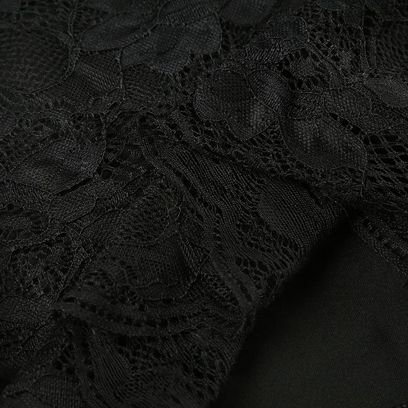 Women's Dark Sexy Wind Lace Bow V-neck Long-sleeved Imperial Sister Waisted Hip Thin Temperament Short Dresses