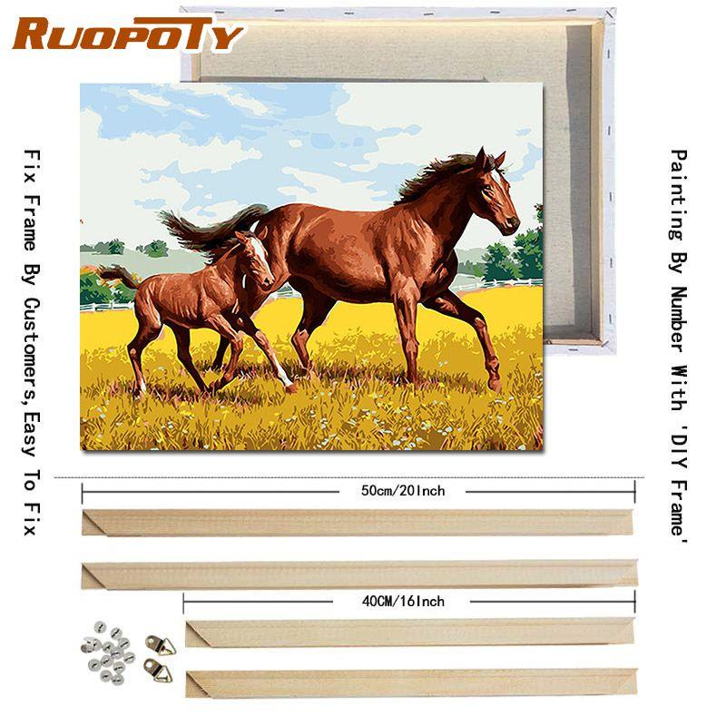 RUOPOTY With DIY Frame Animals Oil Painting DIY Digital Painting By Numbers Modern Wall Art Hand Painted Oil Painting For Home Decor