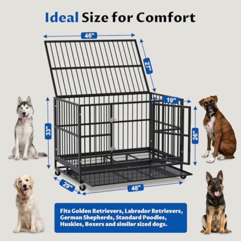 Iron Large Dog Cage Outside Cheap Thickened Square Tube Dogs Cage Kennel Outdoors Border Collie House with Wheels Pet Supplies