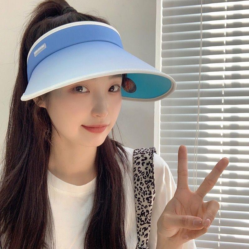 Foldable and Gradual Change Empty Top Sunscreen Hat Women's Summer Eaves UV Protection Sunshade Small Outdoor Sun Hat