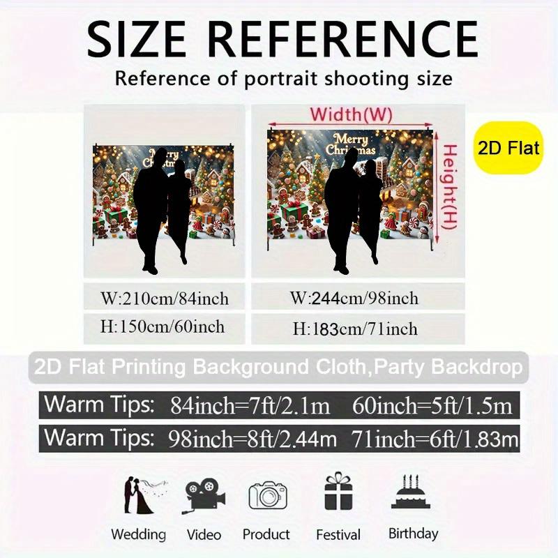 2D flat surface,1piecegingerbreadhouseChristmas background wall tape, suitable for indoor/outdoor photo booth, birthday, wedding