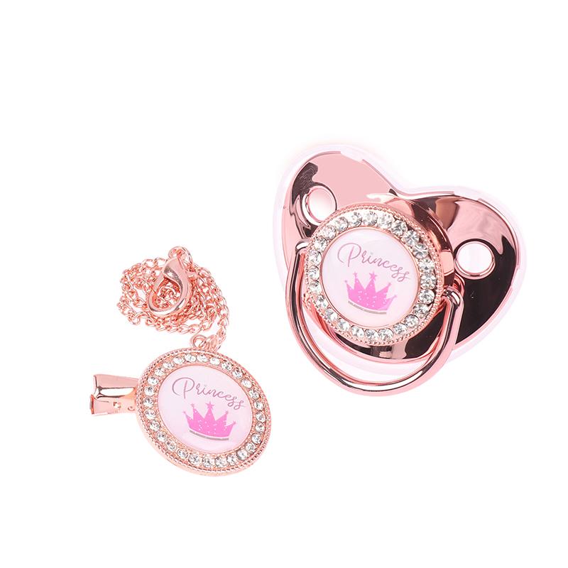 1 шт., блестящая корона, набор цепочек для пустышки, подарок на детский душ, силиконовая пустышка для новорожденного, прорезыватель для зубов, детская соска-пустышка