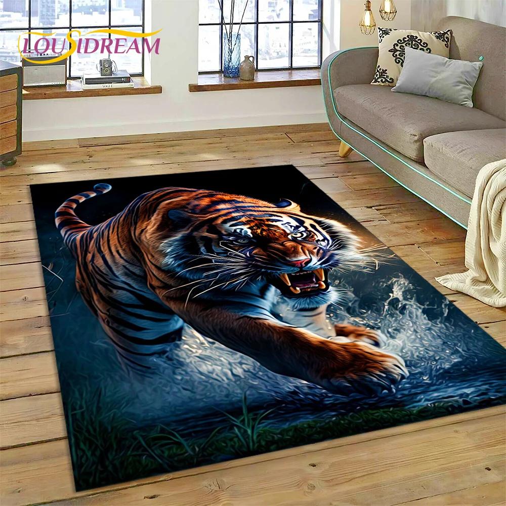 3D зверь, тигр, лев, животное, дикая природа, мультяшный ковер, ковер для дома, гостиной, спальни, дивана, коврик для двери, декор, детский коврик, нескользящий коврик