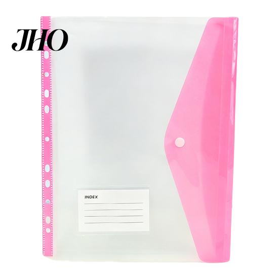 11 Hole Punched File Sleeves Binder Pockets for A4 Binders, Plastic Expanding Folders Project Organizer with Snap Closure & Transparent Label