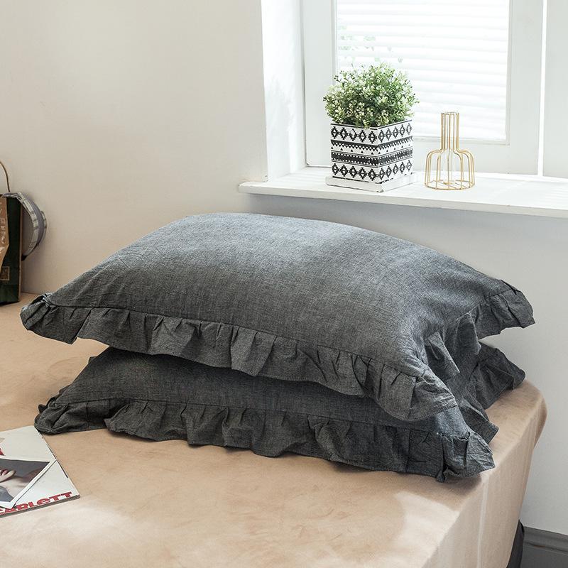 2pcs Fashion French Pillowcase (Without Pillow Core), Soft Breathable Solid Color Lace Pillow Covers, Pillow Protector For Bedroom Sofa Home Decor