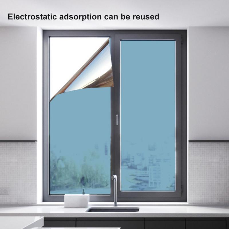 2M Window Film Reflective Silver Mirror Window Tint Self-Adhesive Decal Glass Film for Home Privacy Protection