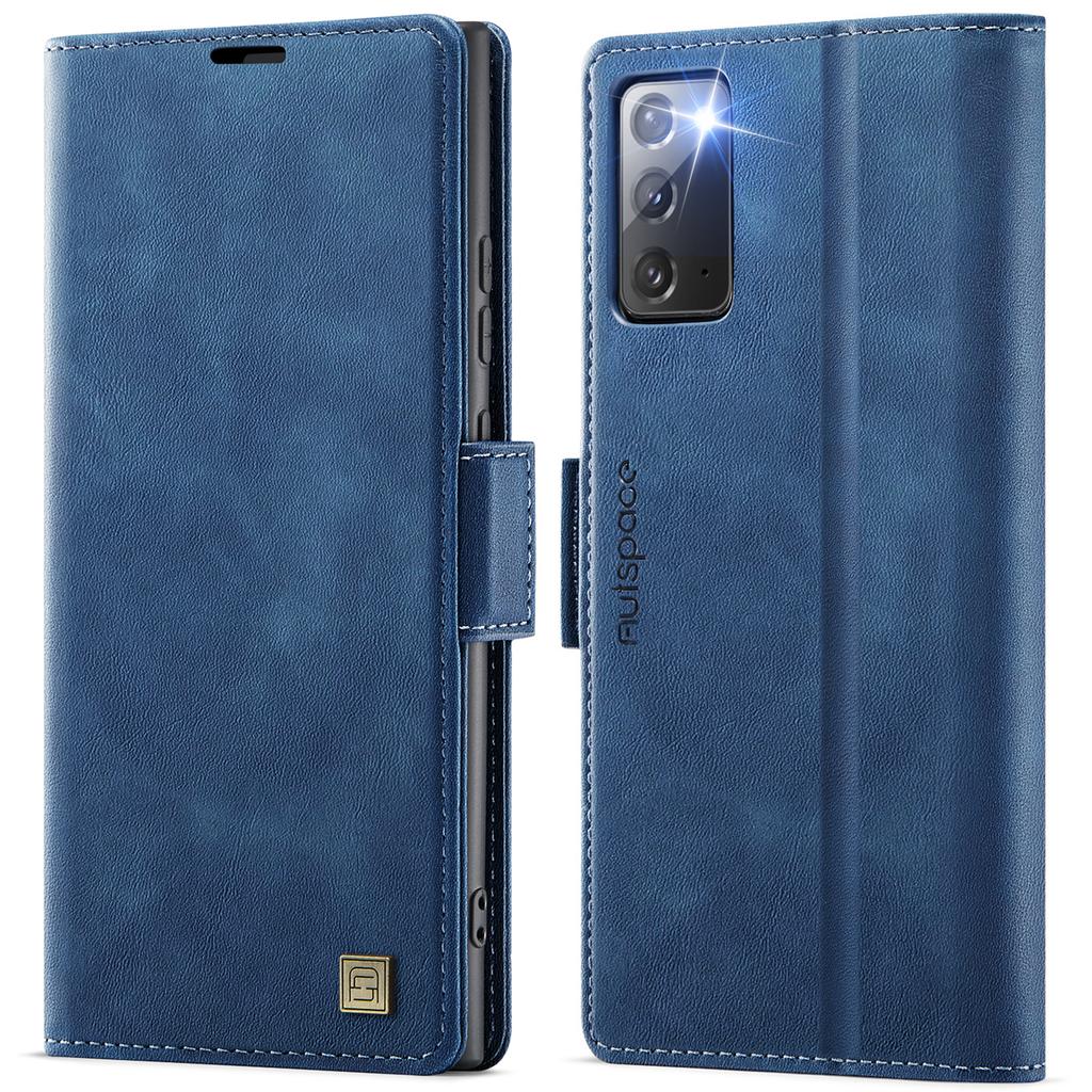 For Samsung Galaxy Note20 5G Case AUTSPACE A11 RFID Blocking Retro Leather Cell Phone Wallet Cover