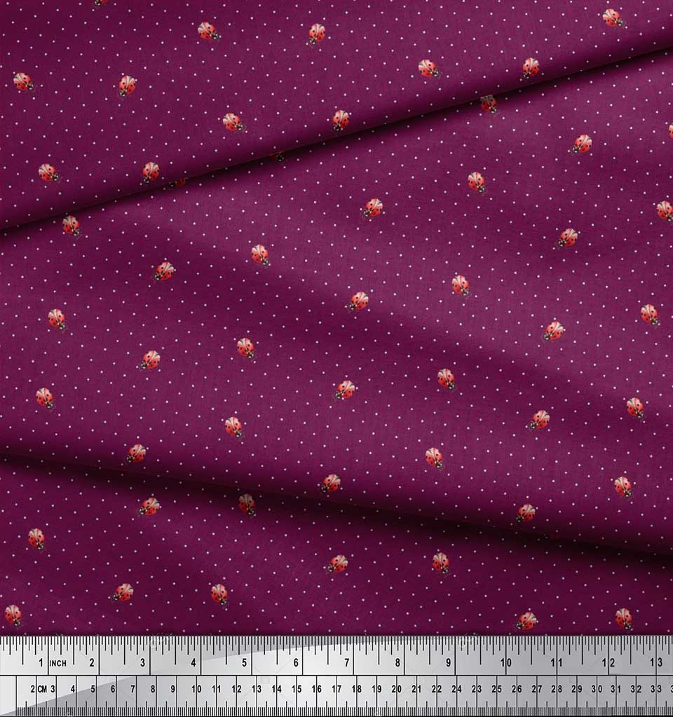 Soimoi Японский креп-сатин ткань в горошек и с принтом божьей коровки, насекомые, ткань по метрам, 42 дюйма