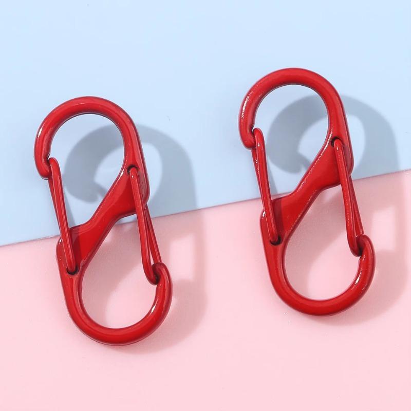 4pcs S Type Colorful Alloy Paint Spring Buckle Carabiner Anti-Theft Mini Keychain Hook Backpack Outdoor Hanging Connection Ring