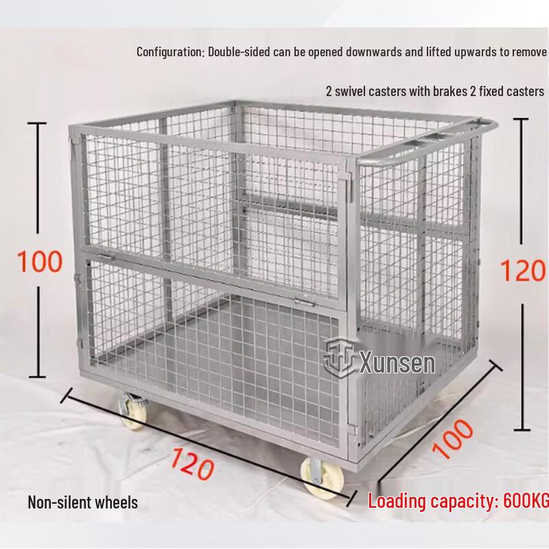 Heavy-Duty Folding Mesh Warehouse Cart
