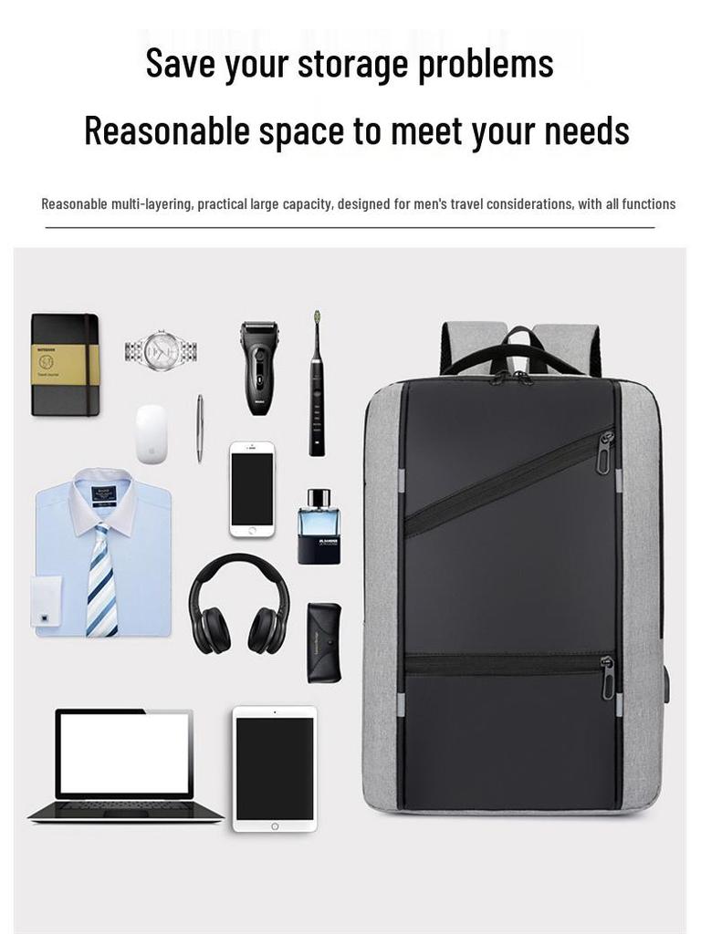 Мужской многофункциональный деловой рюкзак с USB-зарядкой и большой вместимостью