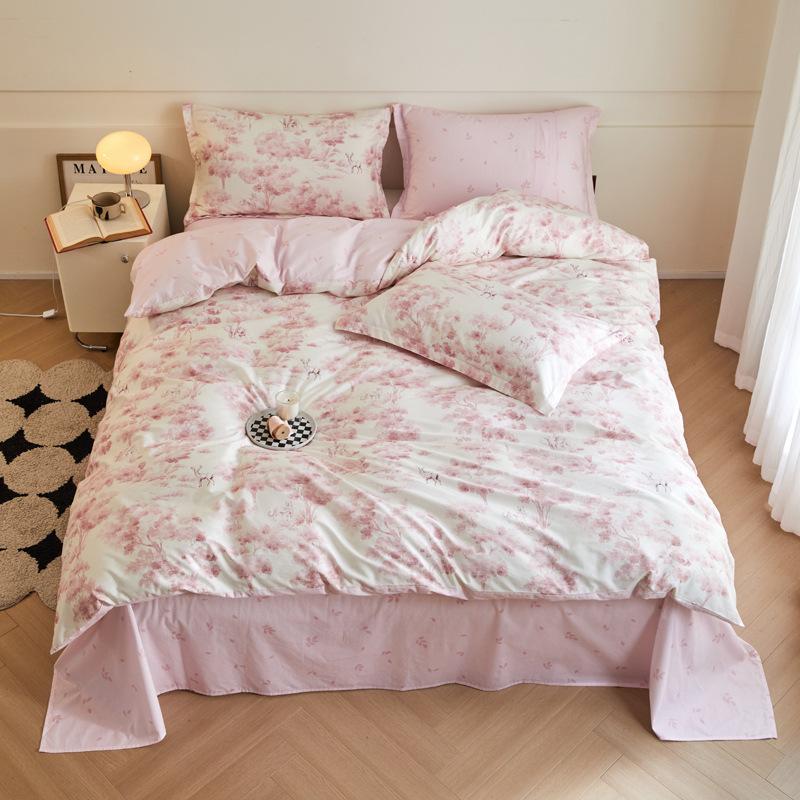 Комплект из четырех предметов, пододеяльник из чистого хлопка, простыня из хлопка, комплект из трех предметов для односпальной кровати в общежитии