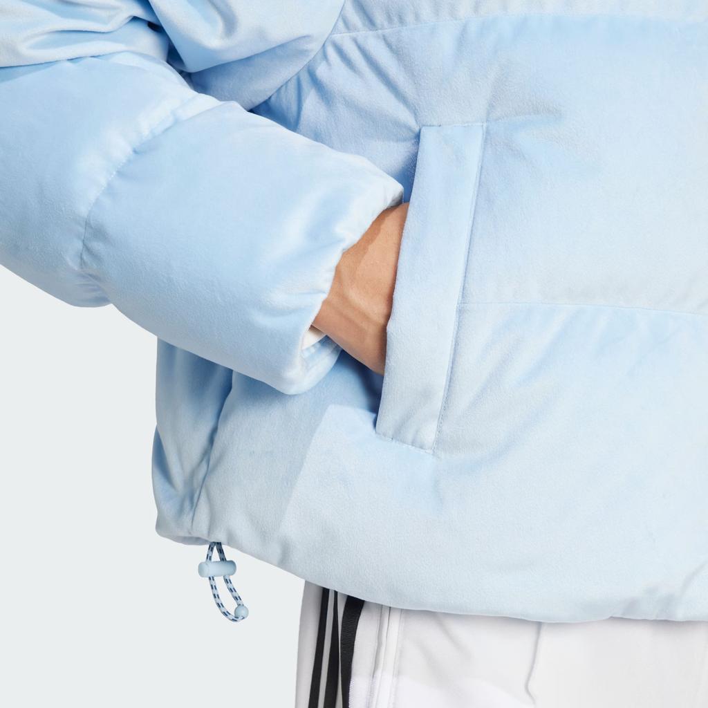 Adidas Originals Regendown Puffer Velvet Stand Collar Solid Color Short Jacket Down Coat Women Jacket Pink Blue JH3600