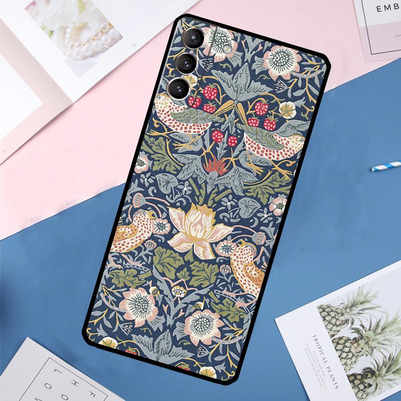 Чехол William Morris Strawberry Thief для Samsung Galaxy S25 Ultra S21 S22 S23 S24 Ultra S9 S10 Plus S20 FE S24 FE Задняя крышка