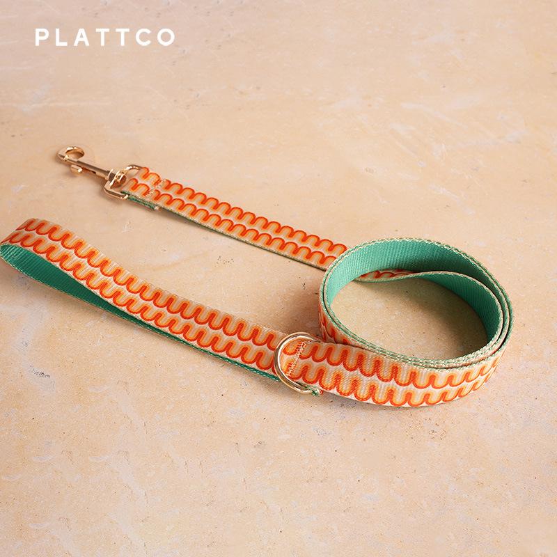 PLATTCO Оранжевая Волна Нейлоновый Ошейник для Собаки и Поводок Color Block PDL365