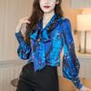 Stylish Elegant V-Neck Drawstring Bow Shirt 2023 Office Lady Spring Long Sleeve Women's Clothing Single-breasted Korean Blouse