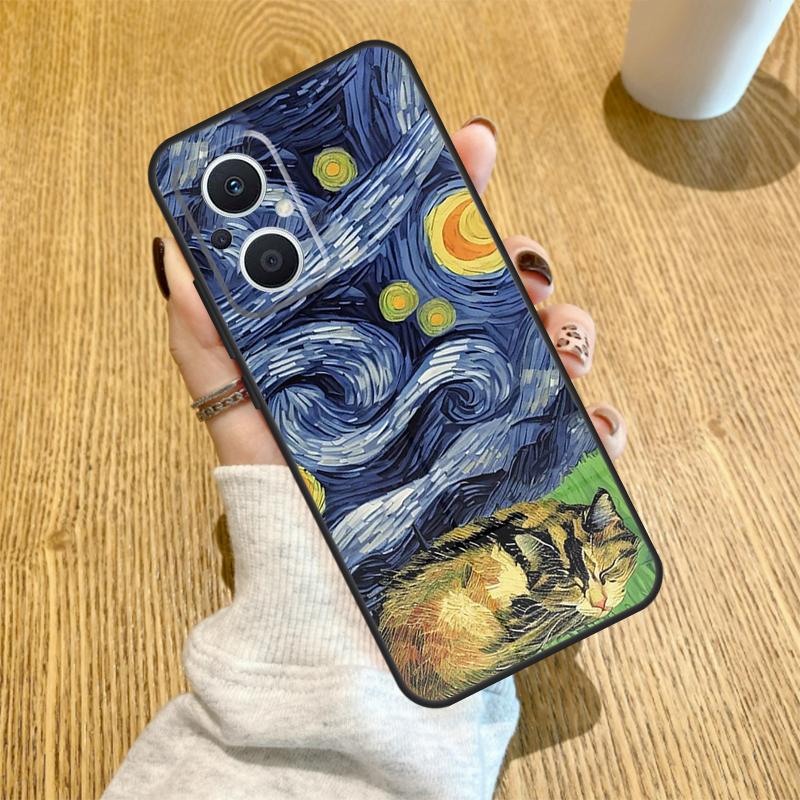 Чехол с картиной Ван Гога «Звездная ночь» для кошки для OPPO Find X6 X5 X3 X2 Pro Lite Neo Reno 7 3 4 5 6 8 Lite 8T 2Z 4Z 5Z Чехол Coque