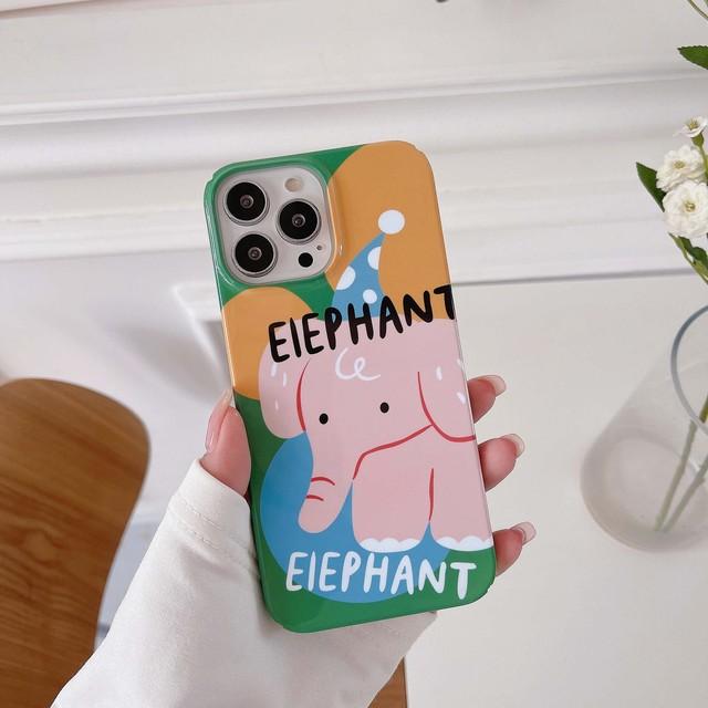 Cartoon Elephant Ins Round Cute Animal Phone Case For Iphone 14 Promax Plus Xsmax Xr X 11 13 12 Pro Max Lovely Pc Hard Back Capa