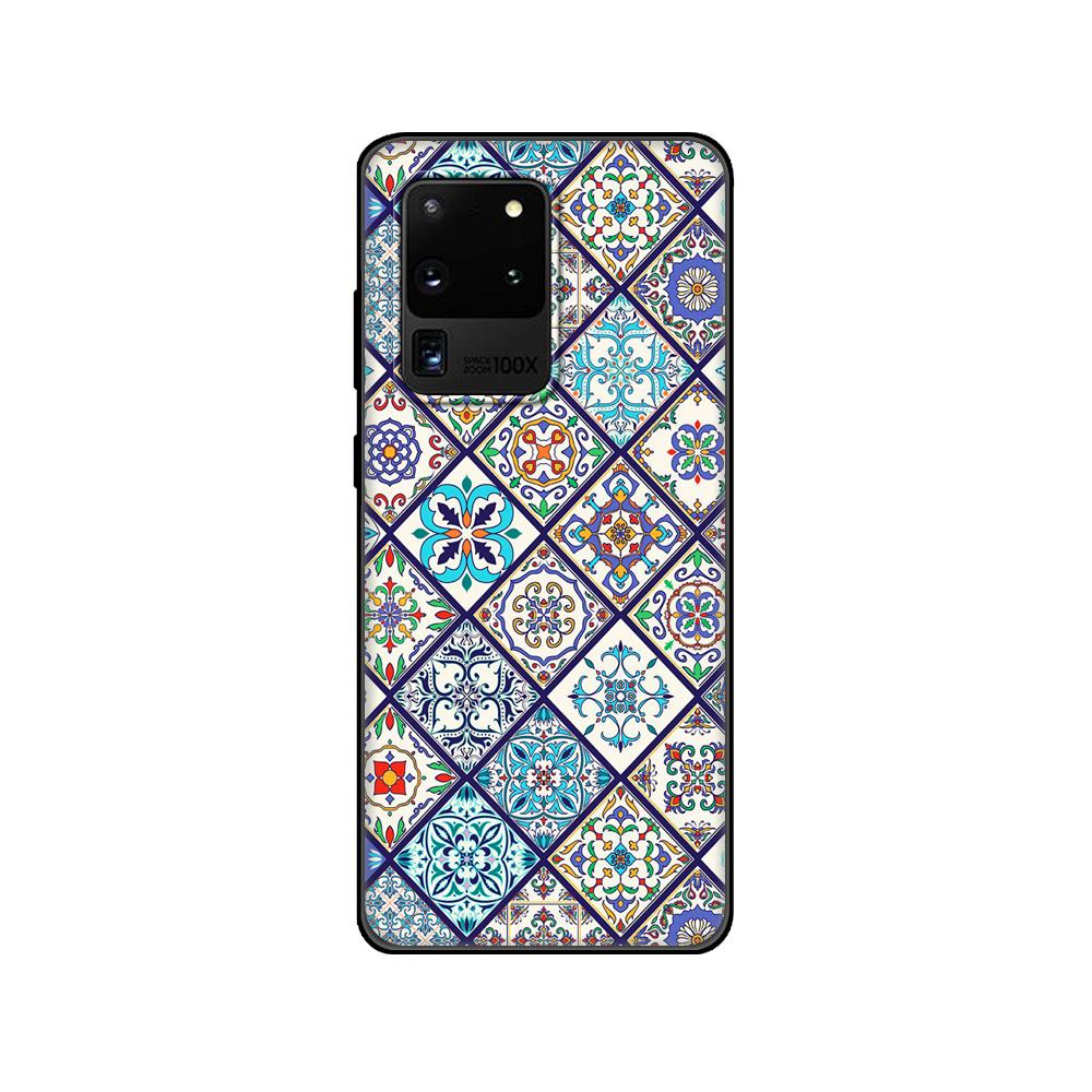 Черный ТПУ чехол для Samsung galaxy S20 /S20 PLUS/S20 ultra/S20+ /S20FE задняя крышка 3D тиснение Винтажный Ретро Решетка Цветок