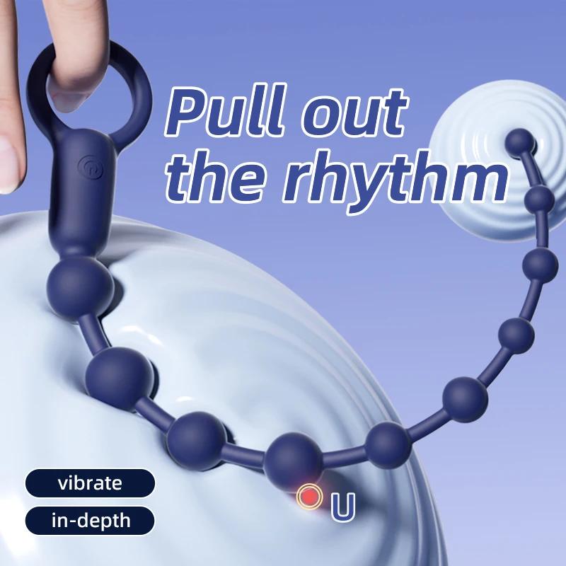 10 Вибрирующих Шариков с Петлей Анальные Пробки Открытый Анус Преддверие Маленький Хвостик Пробки для Задницы Взрослые Мужские Массаж Простаты Взрослые Секс-Игрушки 18+