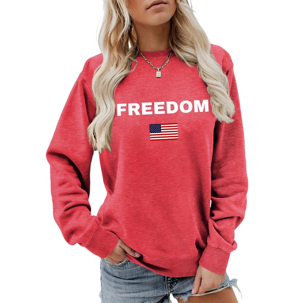 Women's Fashionable Casual Round Neck Loose Long Sleeved Printed Sweatshirt
