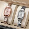 1/2PCS Fashion Women Watches Luxury Alloy Band Rectangle Quartz Watch for Women Clock Gift Reloj Mujer