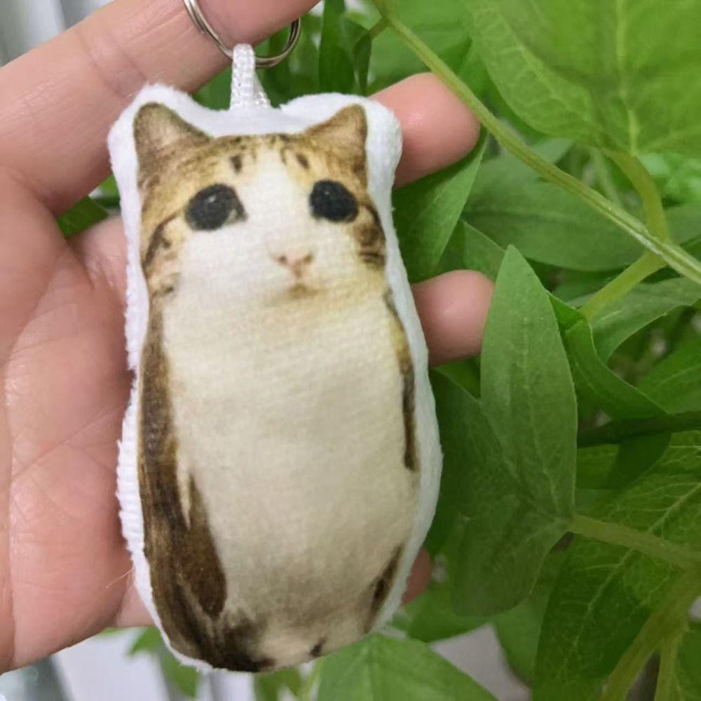 Squeeze Meowl Keyring Stuffed Animal Cat Plush Pendant Funny Cat Voice Keychain Friend Gift