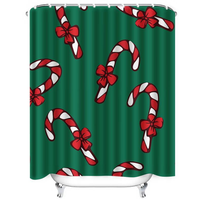 TU Christmas Shower Curtain Festive Holiday Decor Holiday Bathroom Set Merry Christmas Pattern Waterproof Fabric Backdrop