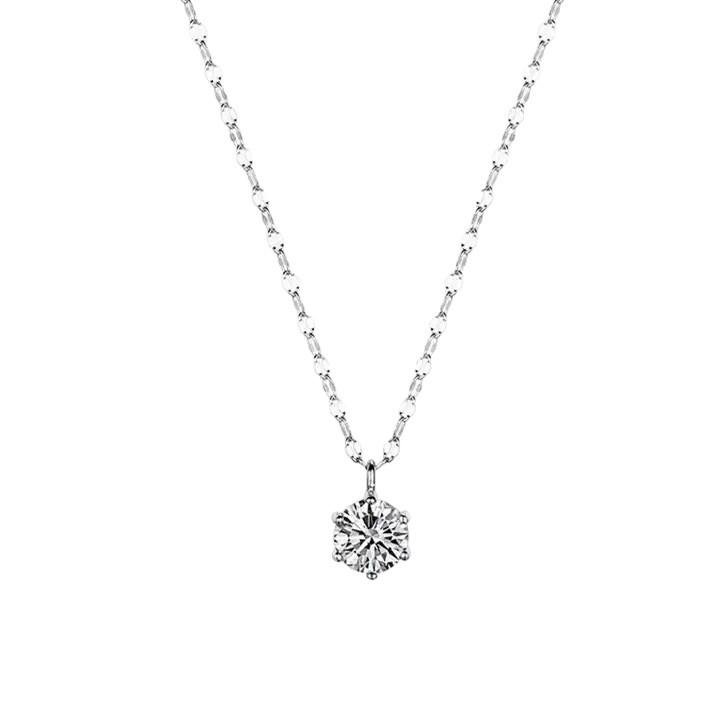 S925 Sterling Silver Necklace with Moissanite Six-Claw Pendant – Elegant, Versatile Light Luxury Clavicle Chain