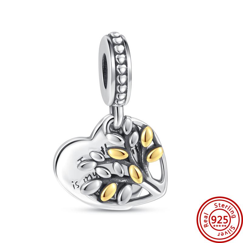 S925 Серебряный Семейный Домик на Дереве Счастье Пара Бусины Подходит Оригинальные Подвески Браслет Европа Женщины Изящные Ювелирные Изделия DIY Оптовая Продажа