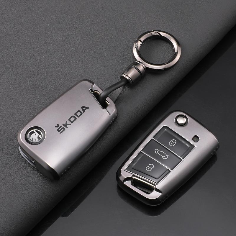 HIAQ2 Car Flip Remote Key Fob Case Cover Protector Shell Bag For Skoda Octavia A5 A7 Fabia Superb Kodiaq Karoq Keychain Accessories