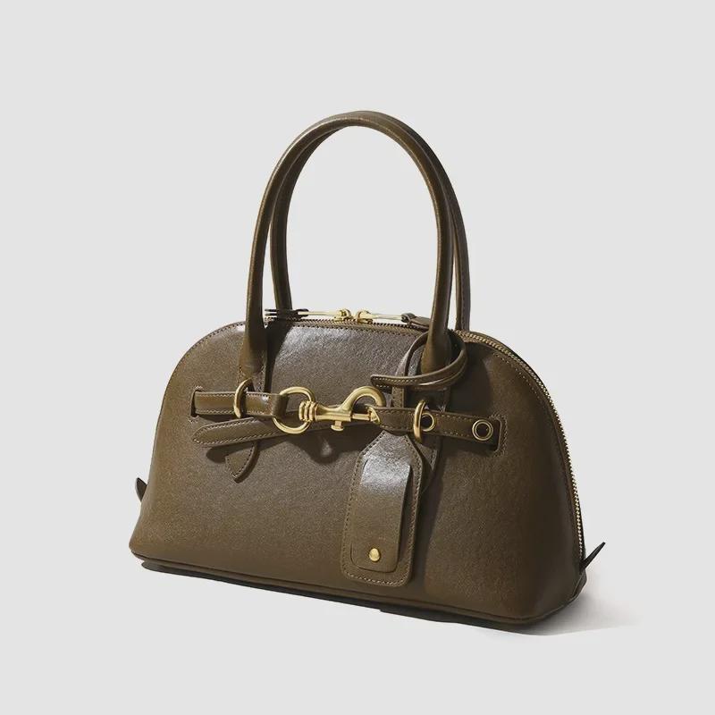 2024 Women's Autumn Genuine Leather Shoulder & Messenger Bags - Large Capacity, Fashionable, High-End Tote for Commuting