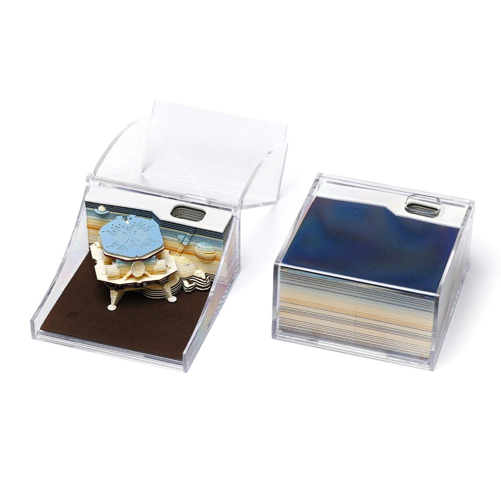 New Fashion 3D Paper Carving Cube Memo Pad Laser Engraved Aerospace Architecture Design Business Satellite Desktop Ornament