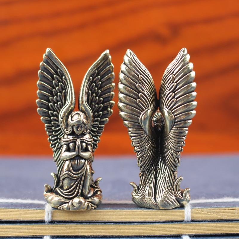 Goddess Angel Figure Home Decor Guardian Angel Statue Decoration Retro Home Decor Desktop Tea Pet Craftwork Bronze Ornament