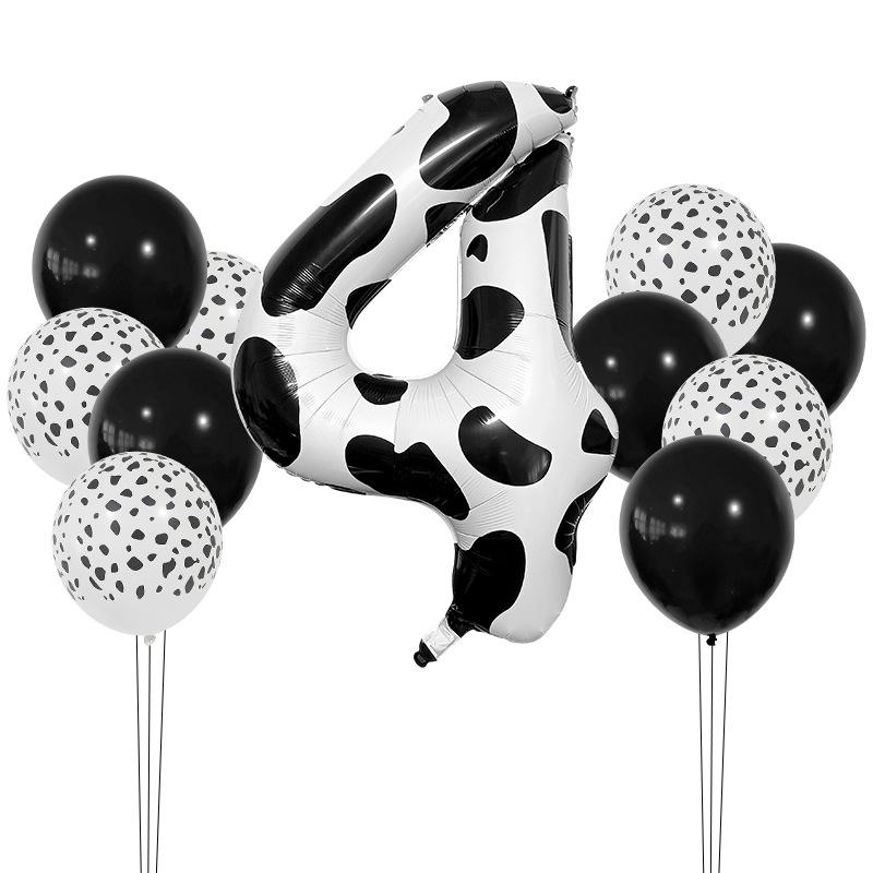 Cow Jungle Theme Balloon Set 40 Inch Black And White Digital Latex Balloon Decoration Birthday Party Decoration Photo