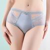 High-end Luxury Satin Lace Mesh Palace Mid-waist Women's Underwear Ultra-thin Sexy Seamless Briefs