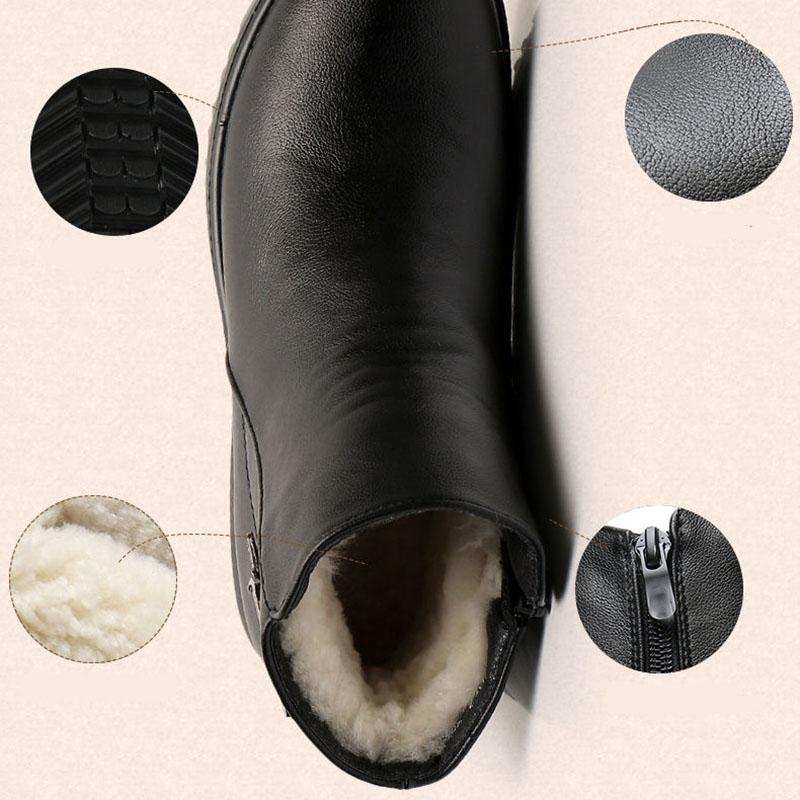 Женские плюшевые теплые кожаные ботинки из мягкой кожи, нескользящие короткие ботинки на мягкой подошве на плоской подошве, утепленная зимняя обувь