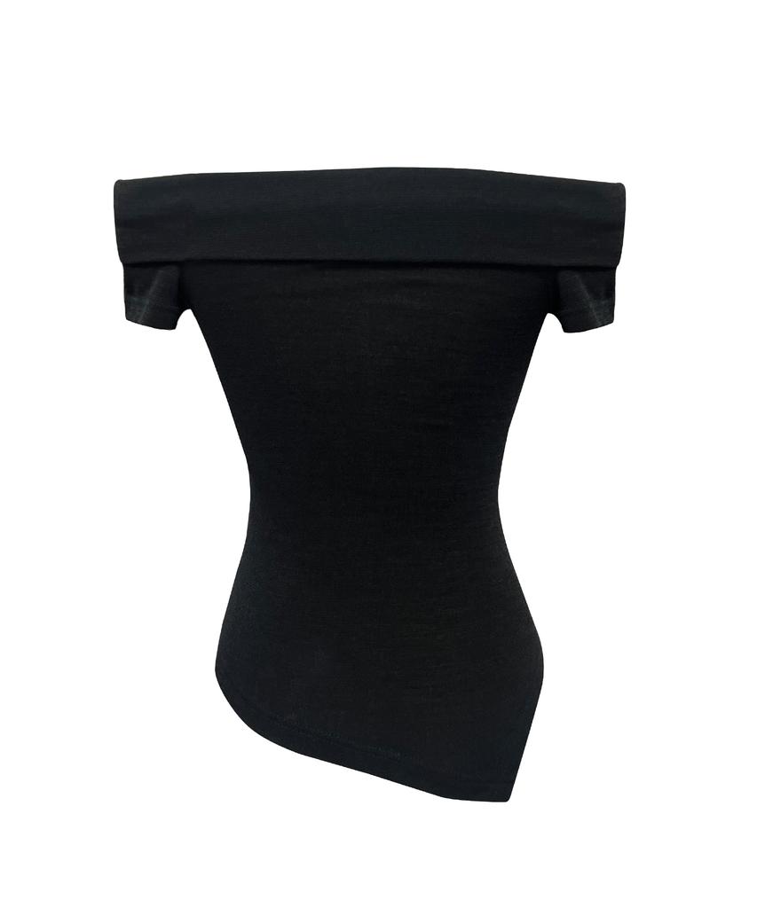SETSETSET Off Shoulder Knit Top Black