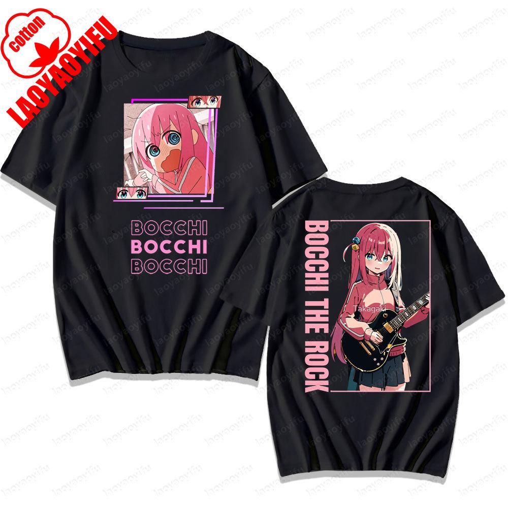 BOCCHI THE ROCK Милый Мультяшный Девушка Повседневная Жизнь Футболка Мужчины Женщины Универсальная С Круглым Вырезом Хлопок Короткий Рукав Любитель Рок-н-Ролла Футболка