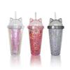 Yousheng 420 мл чашка для воды привлекательная термостойкая PS прекрасная соломинка для питья воды с блестками для дома