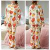 1 шт., большой размер, свободная, удобная, женская, простая, с рисунком, пижама с длинным рукавом и брюками, комплект домашней одежды