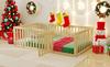 Kids' Bed 90 x 200, Wooden Floor Bed Frame with Fence and Door