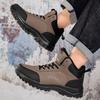 Winter Leather Men Boots with Fur Warm Men Snow Boots Outdoor Casual Sneakers High Quanlity Work Boots Non-slip Mens Ankle Boots