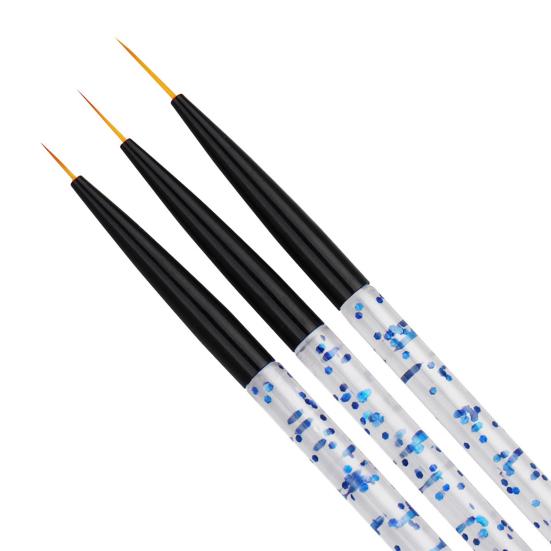 3Pcs Nail Art Liner Brushes Non-deformation Non-corroding Nail Supplies UV Gel Painting Acrylic Liner Brushes for Salon