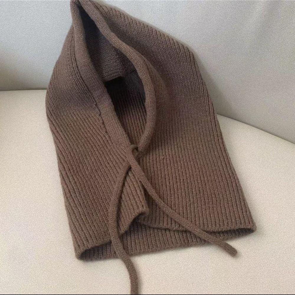 Solid Color Knitted Balaclava Hat Woolen Pullover Cap Cute Neck Collar Beanies Cap  Outdoor